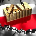 Polska mapa i flaga sztabki złota ilustracja 3D