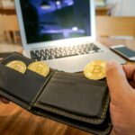 Złoty Bitcoin Kryptowaluta Ethereum Biznes Koncepcja finansów i technologii
